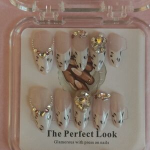 Glamorous Press-On Nails with Rhinestones